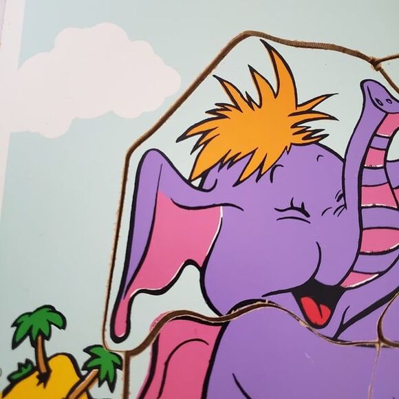 Vintage 80s Playskool Purple Elephant Eleroo Wooden Puzzle Kids Early Learning - Picture 3 of 10